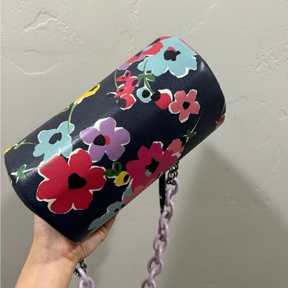 Handmade Genuine Cowhide Floral Print Barrel Bag/Crossbody with 2 Strap Styles - Picture 14 of 15